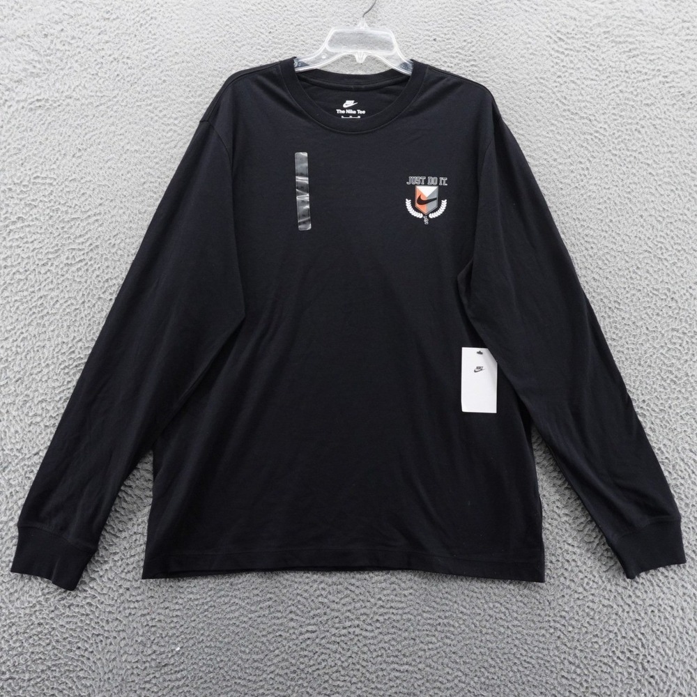 Nike Tee Mens XL Black Long Sleeve T Shirt Just Do It Cotton NEW
